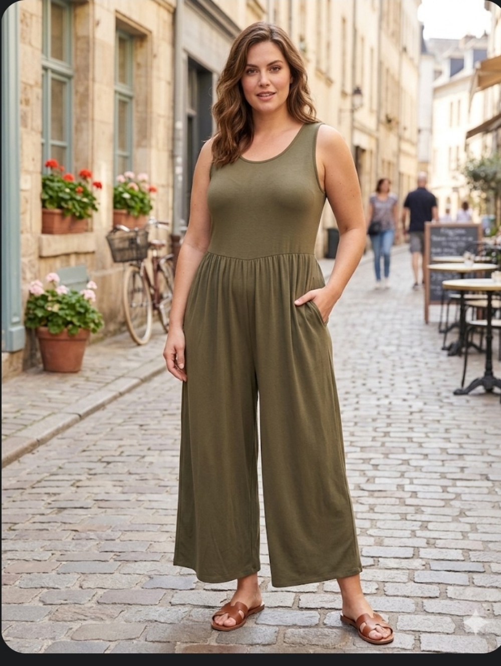 Olive Drab Jumpsuit Romper M Sleeveless Open Back